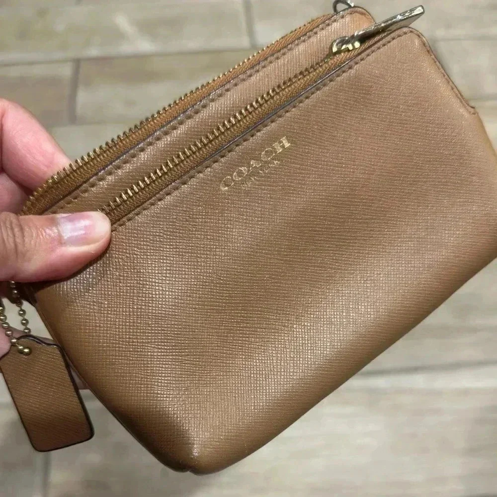 Double zip coach wristlet